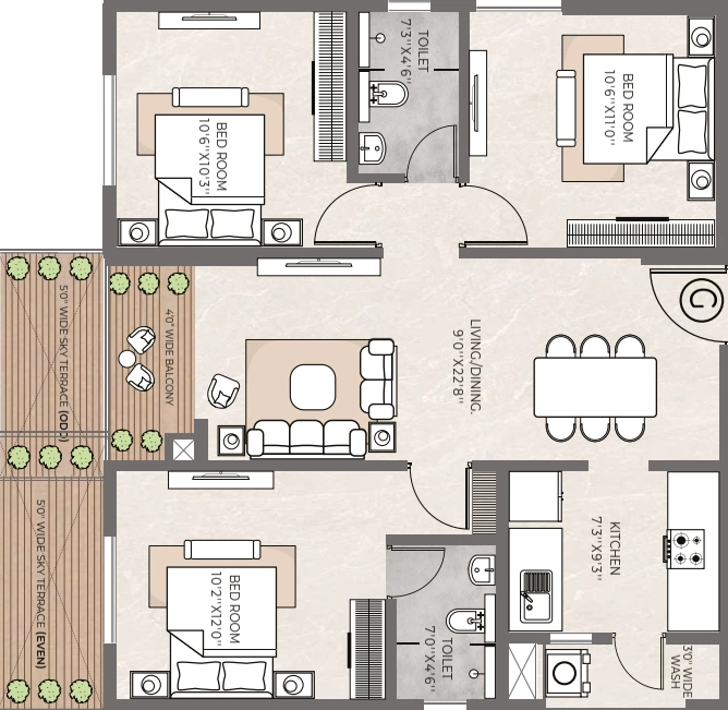 3 BHK Flat in Vinayak 21 Acres in New Town, Kolkata - Image 929579