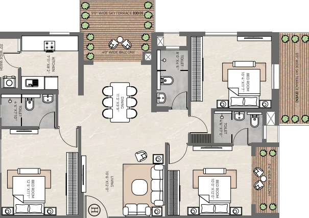 3 BHK Flat in Vinayak 21 Acres in New Town, Kolkata - Image 929580