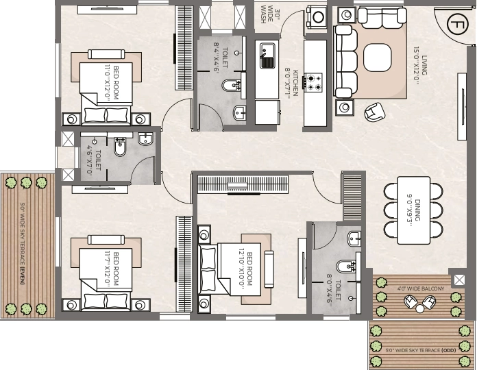 3 BHK Flat in Vinayak 21 Acres in New Town, Kolkata - Image 929581