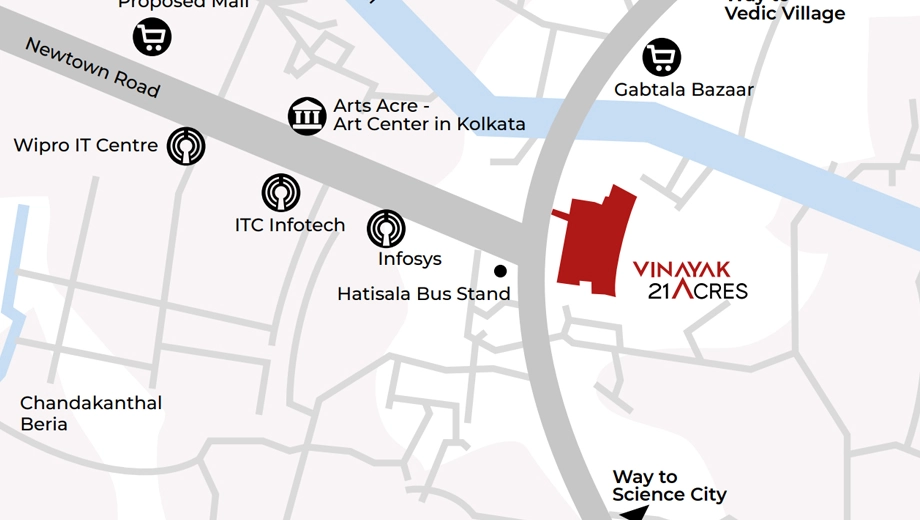 Location of Vinayak 21 Acres in New Town, Kolkata - Image 431221