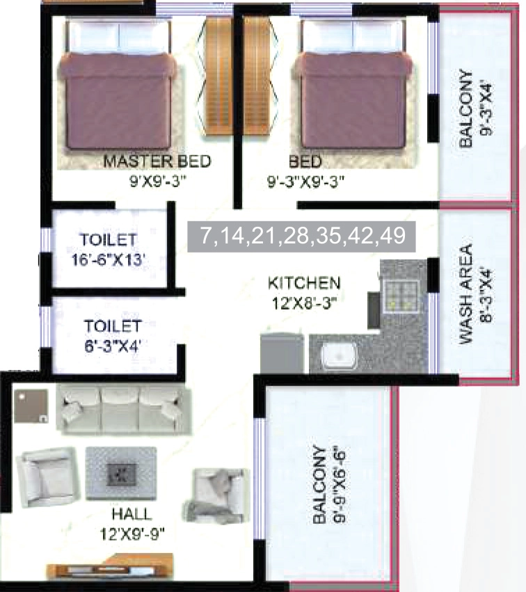 2 BHK Flat in Laxmi Parvati Annex in Makhmalabad, Nashik - Image 929583