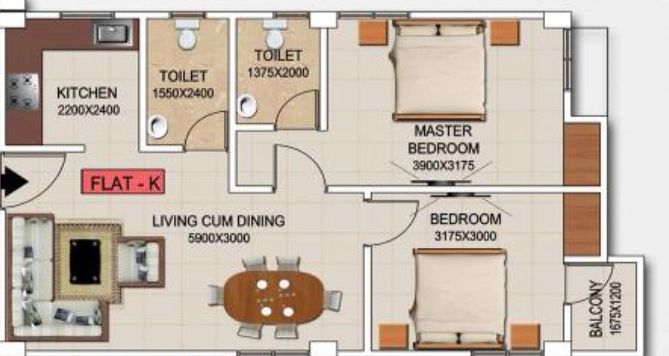 2 BHK Flat in GSK Purnima Residency in Dharapur, Guwahati - Image 929596
