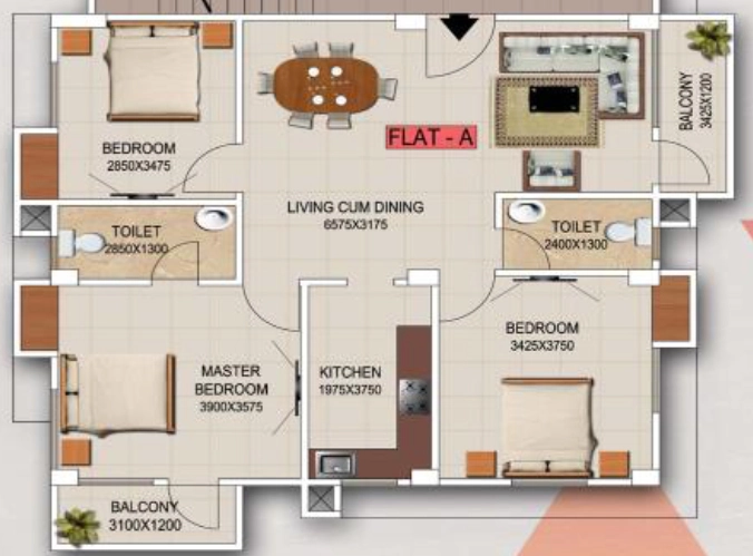 3 BHK Flat in GSK Purnima Residency in Dharapur, Guwahati - Image 929598