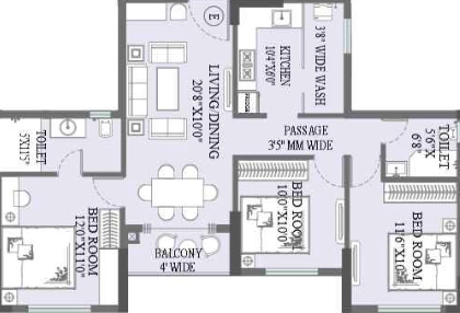 3 BHK Flat in Amar Tree Kingslynn Residency in Sodepur, Kolkata - Image 929601