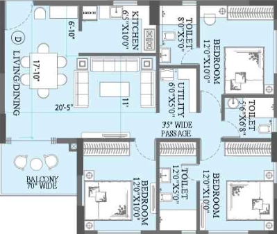 3 BHK Flat in Amar Tree Kingslynn Residency in Sodepur, Kolkata - Image 929604