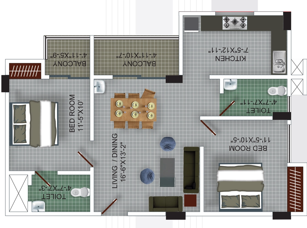 2 BHK Flat in Tenements Girija Apartment in Dharapur, Guwahati - Image 929605