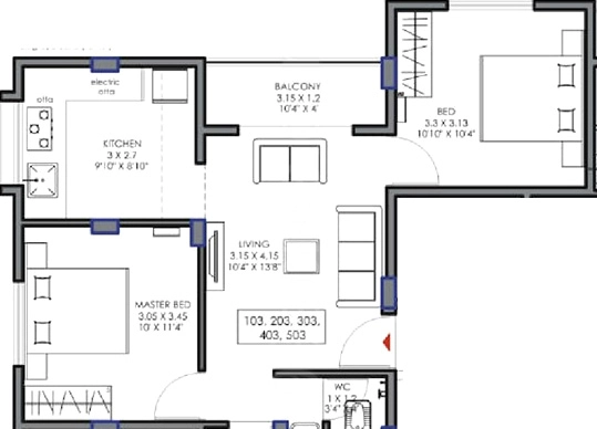 2 BHK Flat in Rajyog Heights in null, Nashik - Image 929615