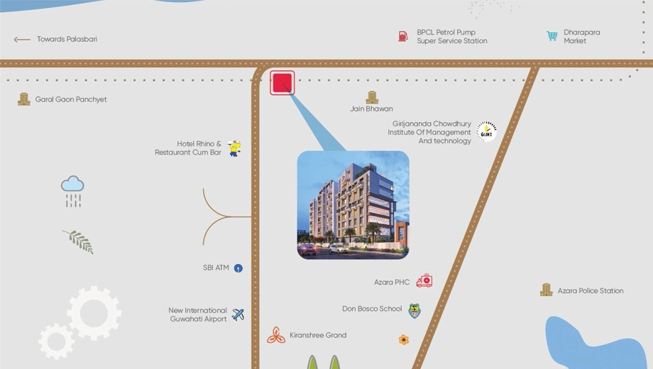 Location of Buildtech The Edge in Dharapur, Guwahati - Image 431317