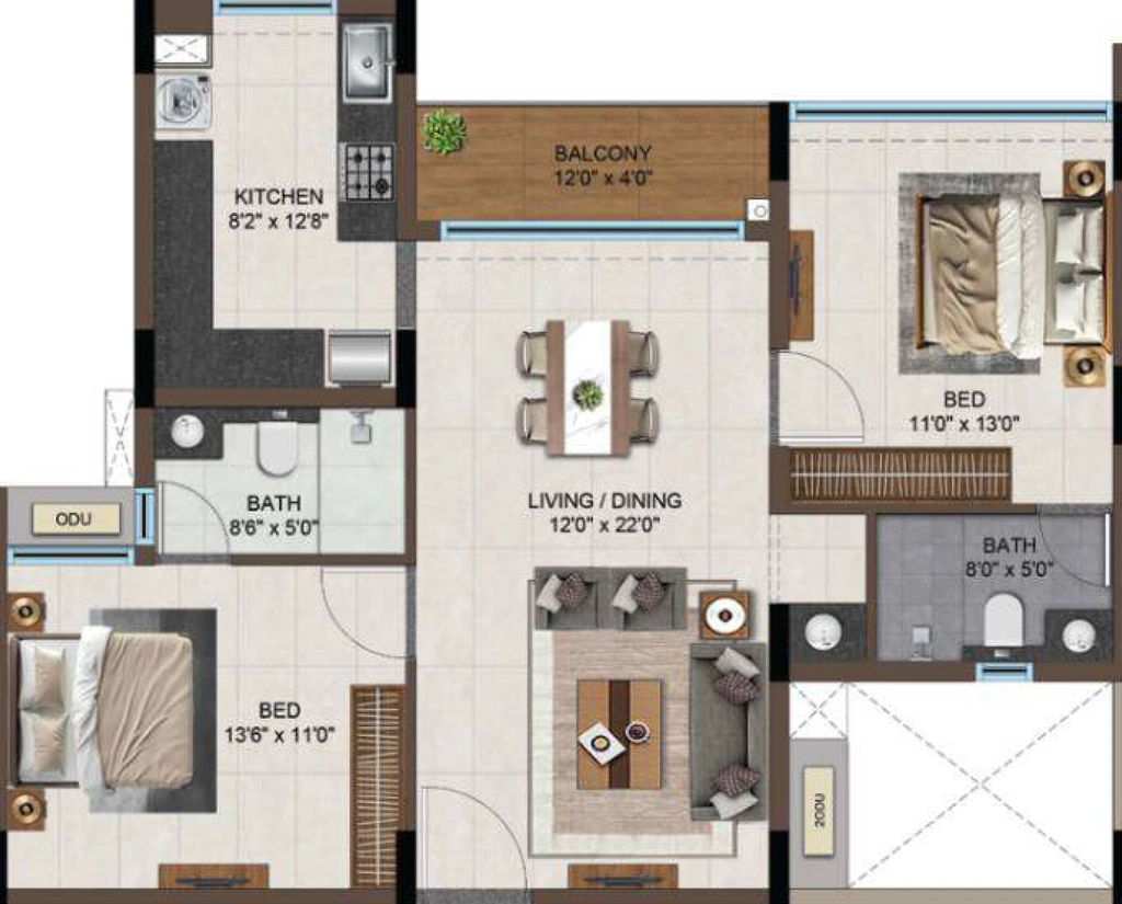 2 BHK Flat in Casagrand Moondance in Mysore Road, Bangalore - Image 929629