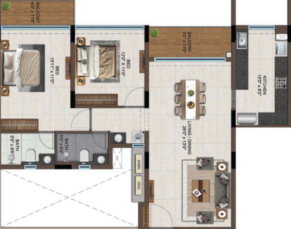 2 BHK Flat in Casagrand Moondance in Mysore Road, Bangalore - Image 929631