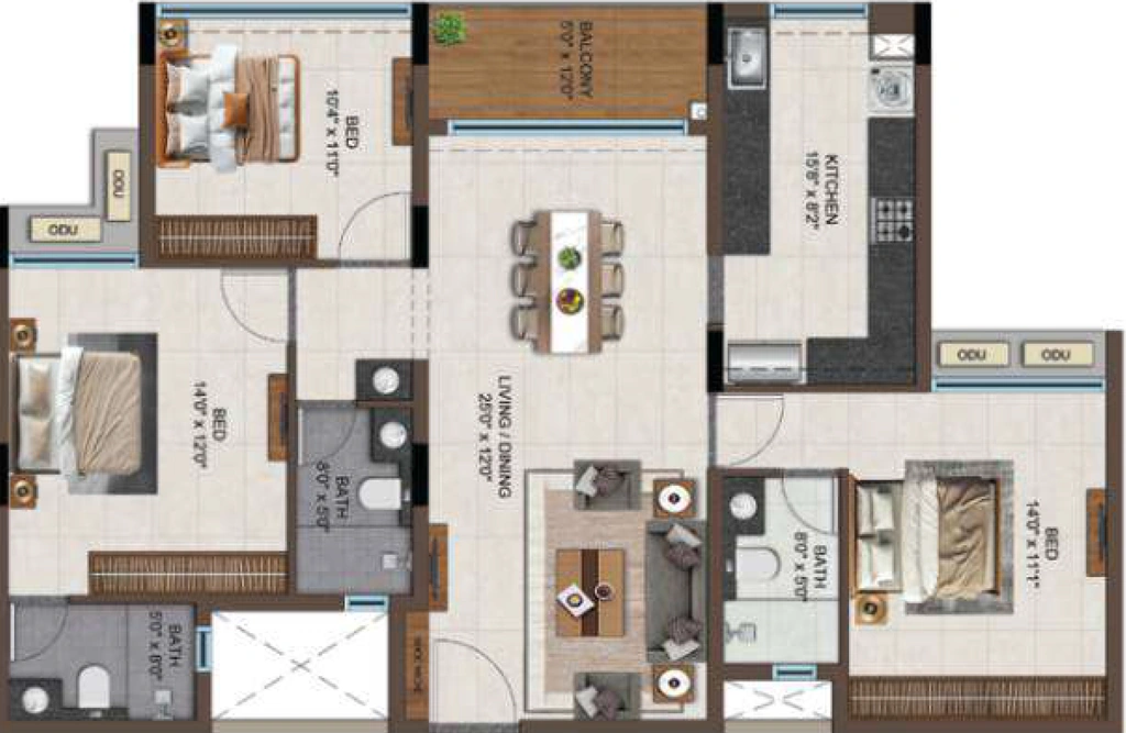 3 BHK Flat in Casagrand Moondance in Mysore Road, Bangalore - Image 929632