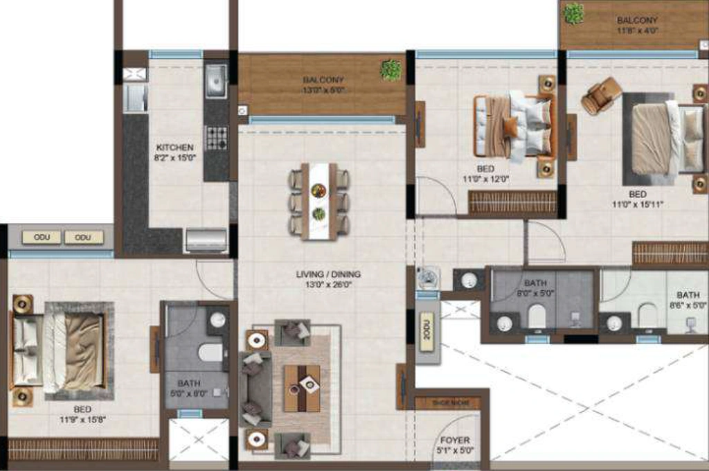 3 BHK Flat in Casagrand Moondance in Mysore Road, Bangalore - Image 929634