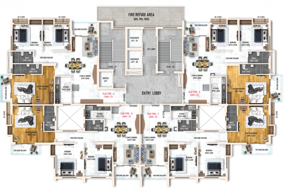 Floor Plan of Biswas Ora Heights in Park Circus, Kolkata - Image 431364