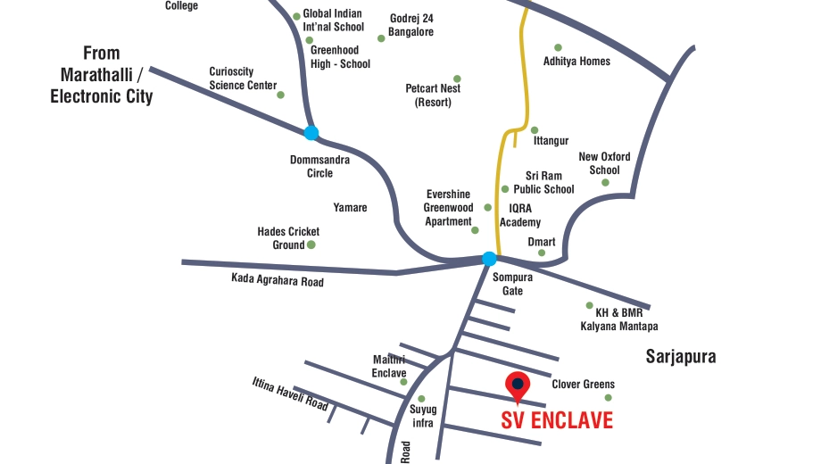 Location of SV Enclave in Sarjapur Road, Bangalore - Image 431387