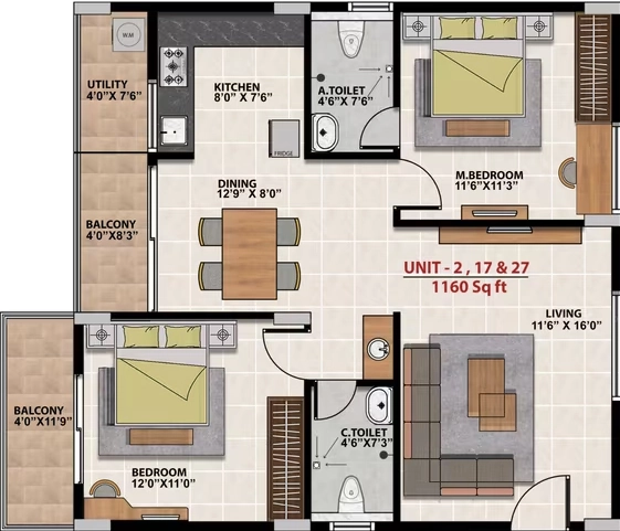 2 BHK Flat in MR Ragam Meadows in Begur, Bangalore - Image 929661