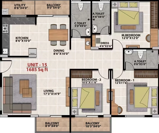 3 BHK Flat in MR Ragam Meadows in Begur, Bangalore - Image 929664