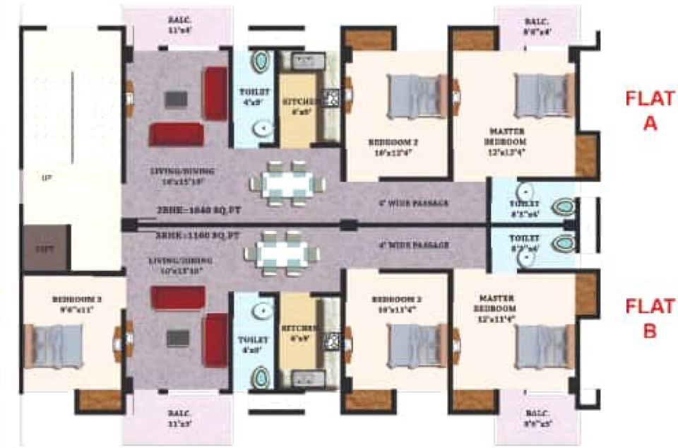 Floor Plan of ABS Meera Mansion in Hatigaon, Guwahati - Image 431414