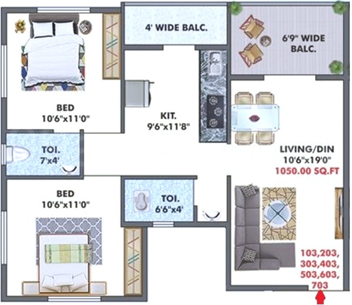 2 BHK Flat in Sanskar Pride in Indira Nagar, Nashik - Image 929672