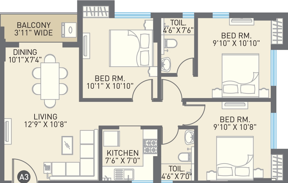 3 BHK Flat in Sachivaa Eshaana in Uttarpara, Kolkata - Image 929686
