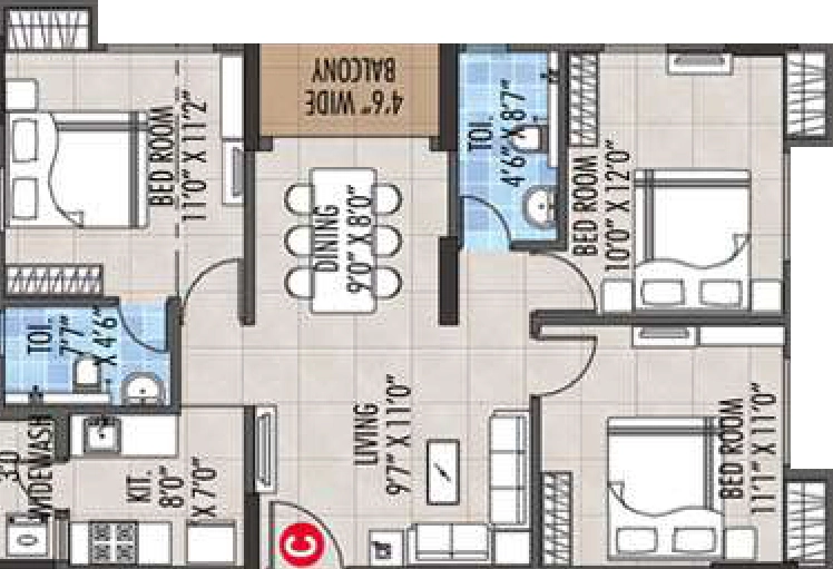 3 BHK Flat in RBM The Preserve in Rajarhat, Kolkata - Image 929701