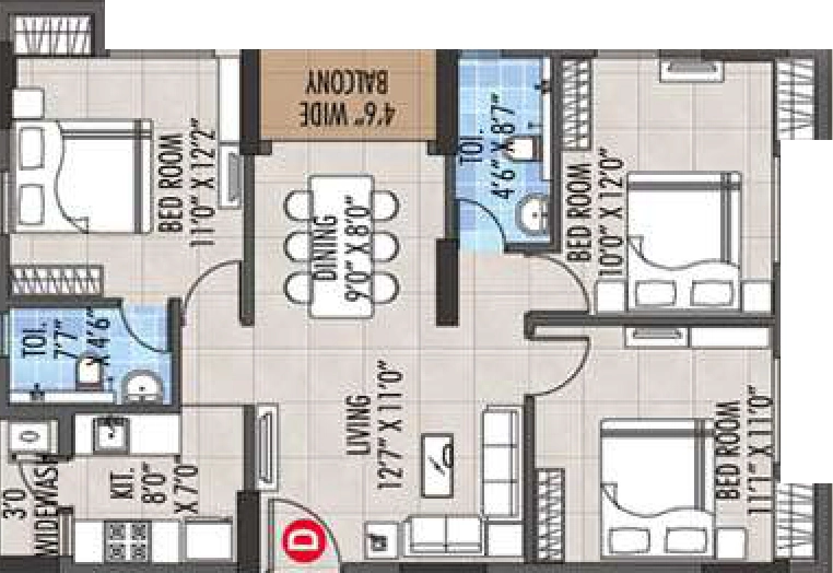 3 BHK Flat in RBM The Preserve in Rajarhat, Kolkata - Image 929702