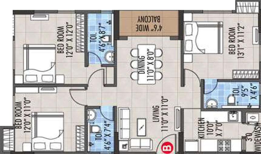 3 BHK Flat in RBM The Preserve in Rajarhat, Kolkata - Image 929704