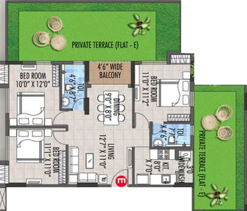 3 BHK Flat in RBM The Preserve in Rajarhat, Kolkata - Image 929705