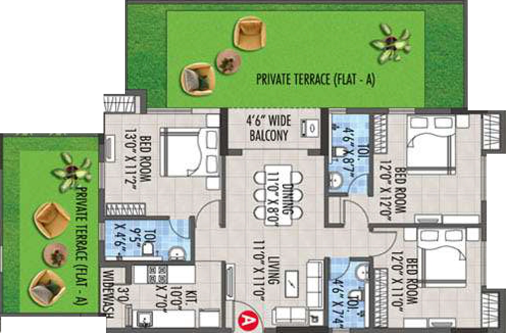 3 BHK Flat in RBM The Preserve in Rajarhat, Kolkata - Image 929707