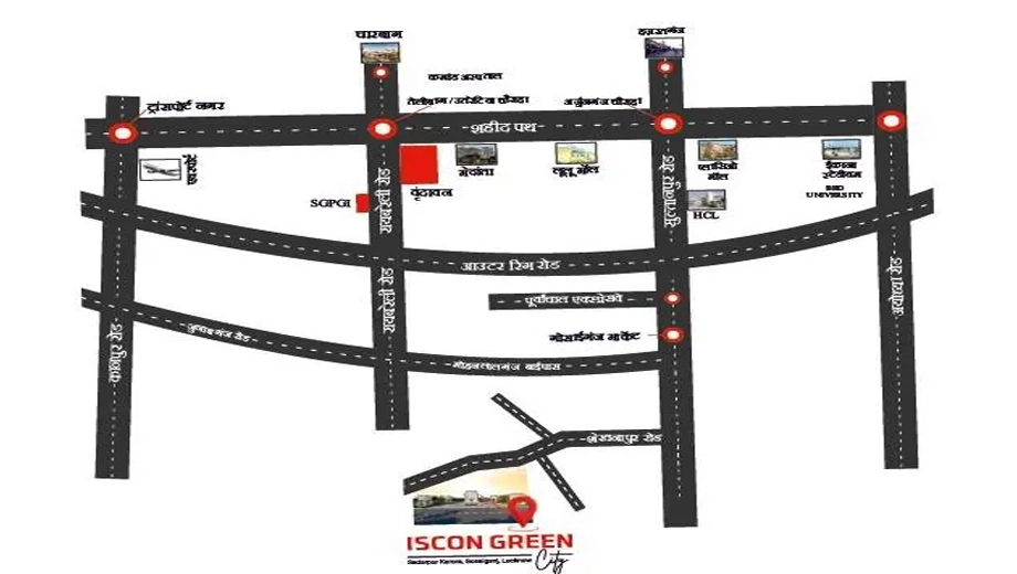 Location of Iscon Green City in Sultanpur Road, Lucknow - Image 431539
