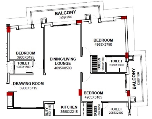 3 BHK Flat in Coronation Amy Villa in Hazratganj, Lucknow - Image 929738