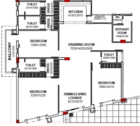 3 BHK Flat in Coronation Amy Villa in Hazratganj, Lucknow - Image 929740