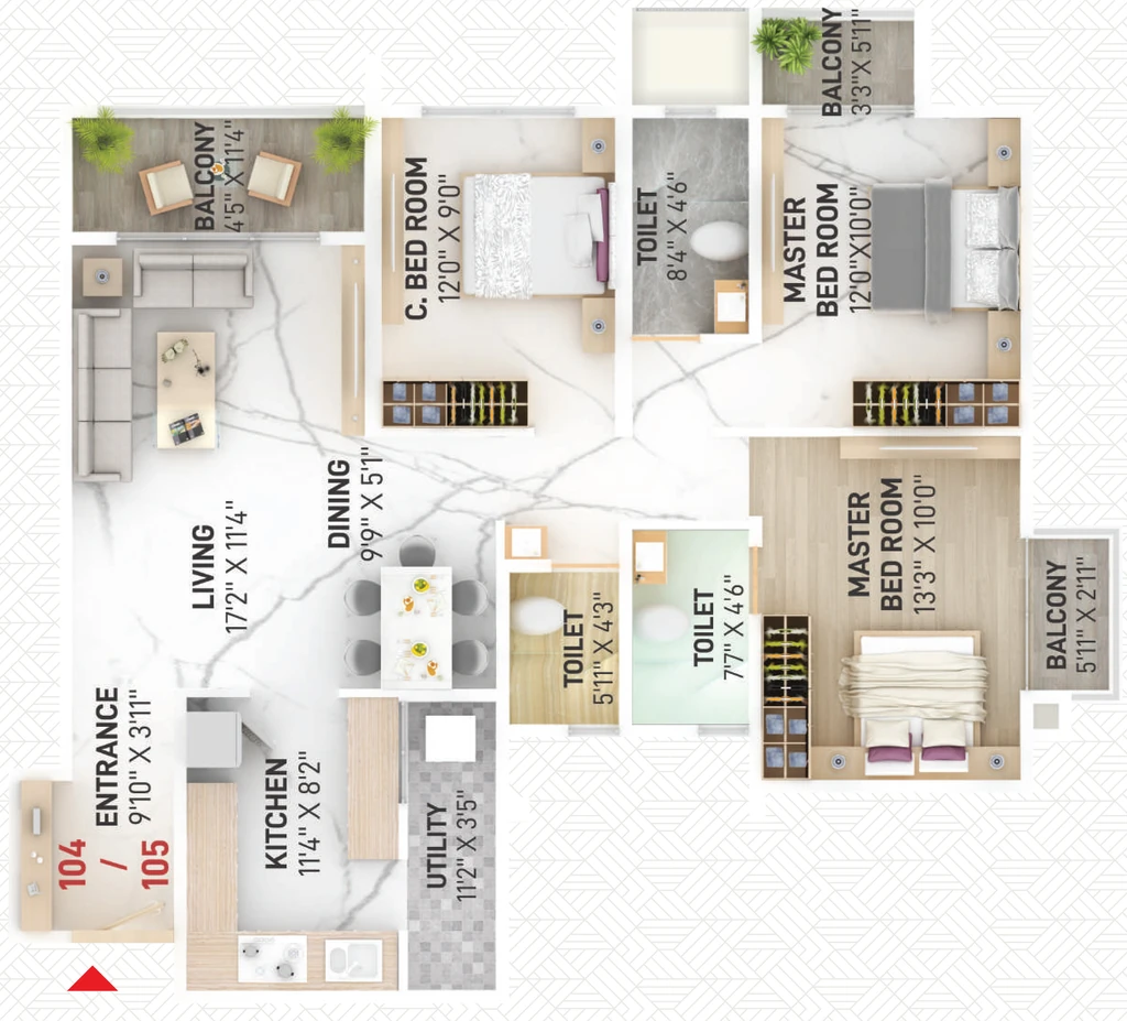 3 BHK Flat in Suvik Aspire in Indira Nagar, Nashik - Image 929931