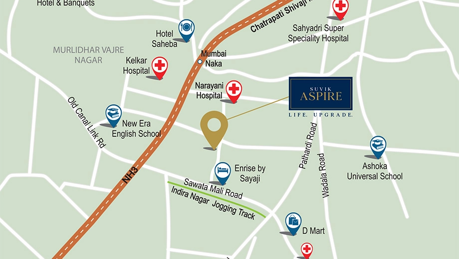 Location of Suvik Aspire in Indira Nagar, Nashik - Image 432045
