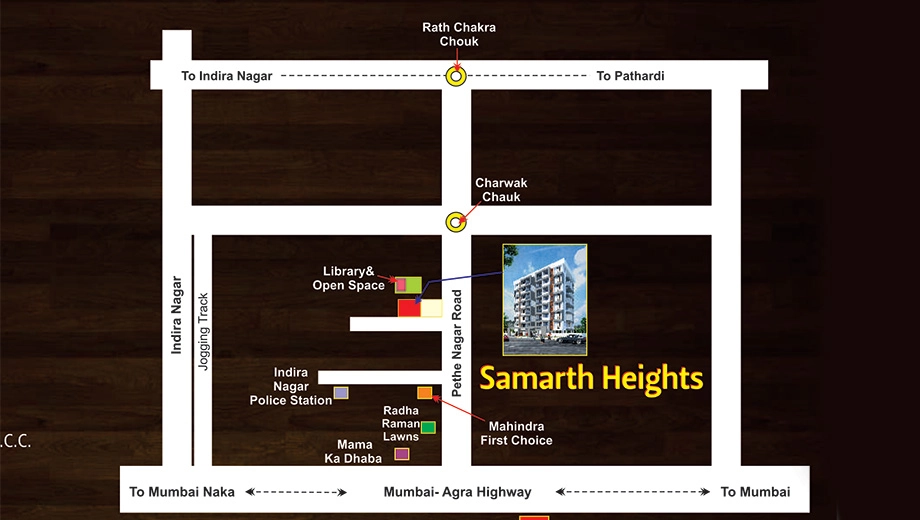 Location of Shrinath Samarth Heights in Indira Nagar, Nashik - Image 432032