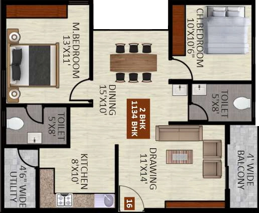 2 BHK Flat in GM Kamadhenu Heights in NRI Layout, Bangalore - Image 929744