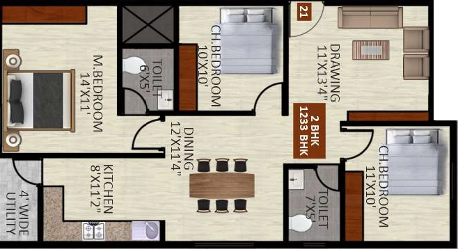 3 BHK Flat in GM Kamadhenu Heights in NRI Layout, Bangalore - Image 929747