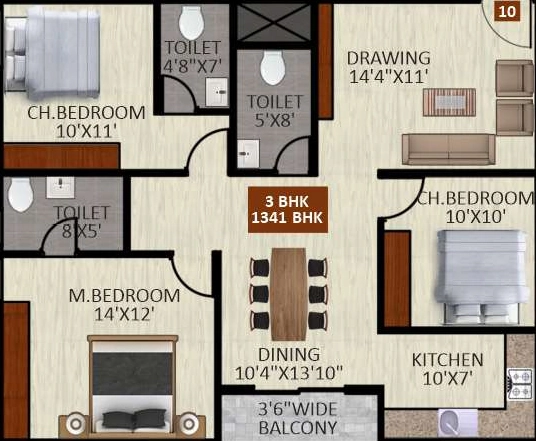 3 BHK Flat in GM Kamadhenu Heights in NRI Layout, Bangalore - Image 929748