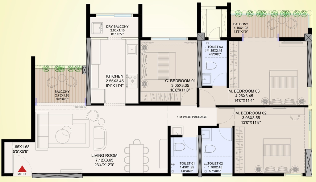 3 BHK Flat in Shreeji Infinia Plus in Uttara Nagar, Nashik - Image 929927
