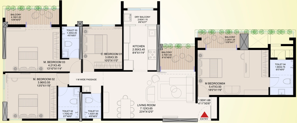 4 BHK Flat in Shreeji Infinia Plus in Uttara Nagar, Nashik - Image 929928