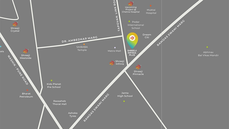 Location of Shreeji Infinia Plus in Uttara Nagar, Nashik - Image 432027