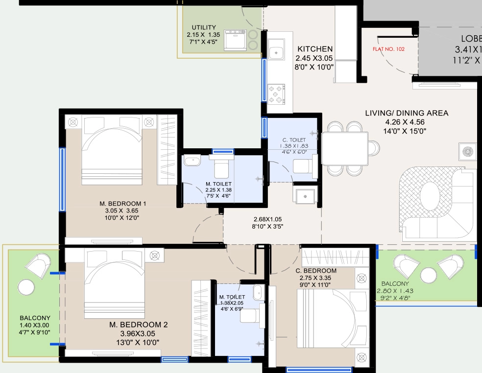 3 BHK Flat in Shreeji Imperial in Indira Nagar, Nashik - Image 929922