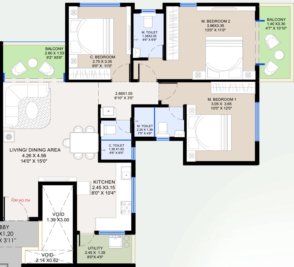 3 BHK Flat in Shreeji Imperial in Indira Nagar, Nashik - Image 929923