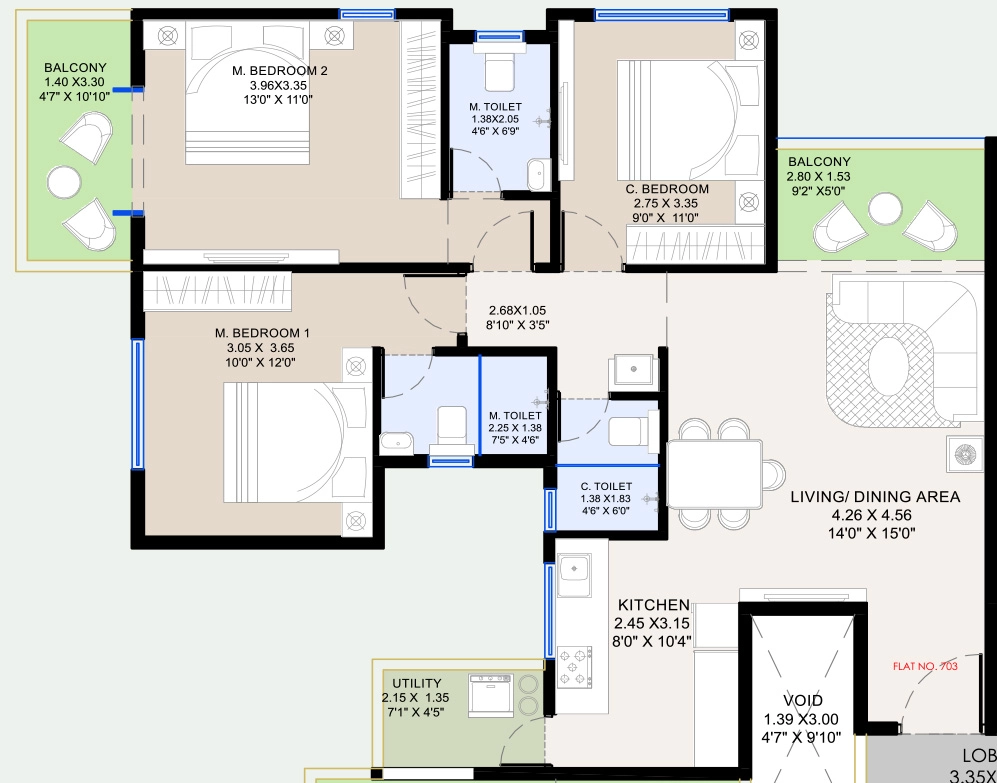 3 BHK Flat in Shreeji Imperial in Indira Nagar, Nashik - Image 929924