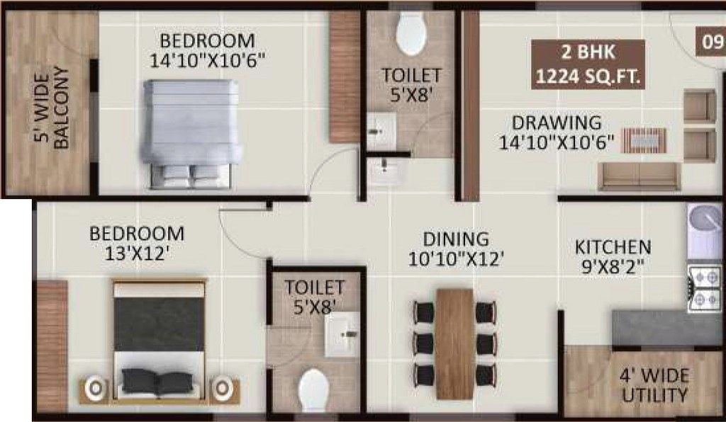 2 BHK Flat in GM Sri Sai Signature in Horamavu, Bangalore - Image 929753