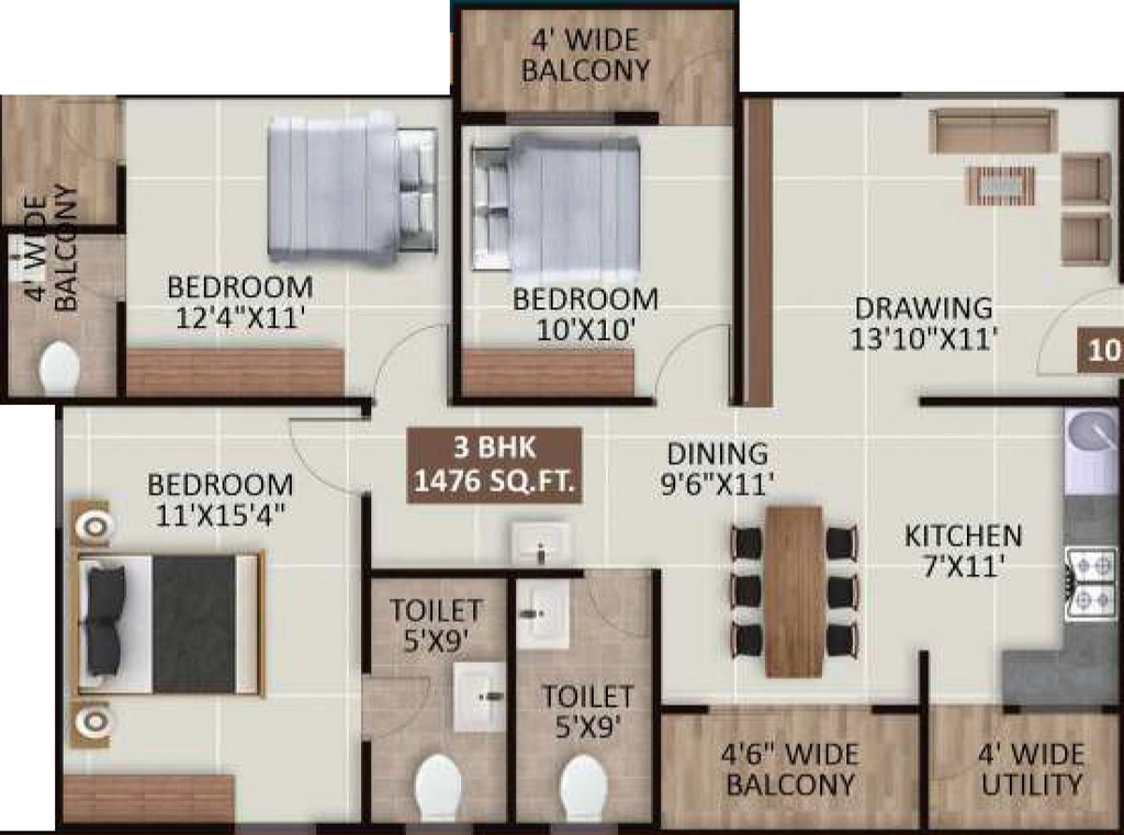 3 BHK Flat in GM Sri Sai Signature in Horamavu, Bangalore - Image 929754