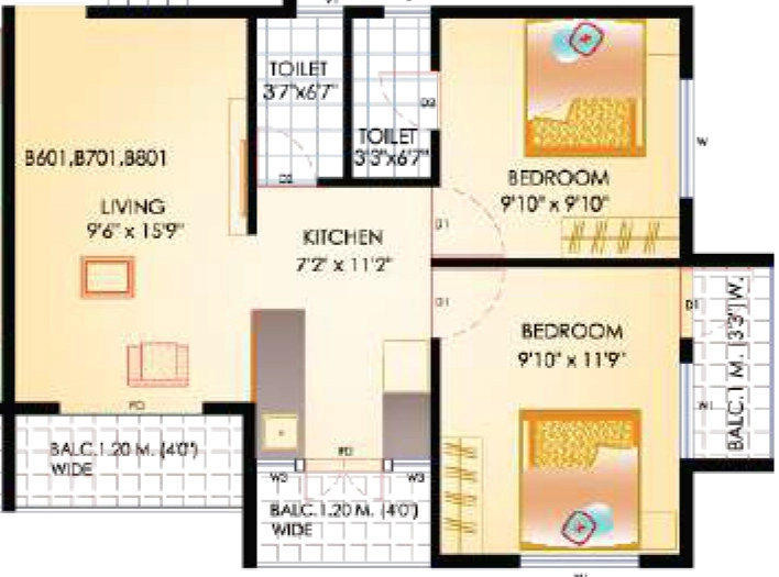 2 BHK Flat in Shree Swastik Mangal in Kamatwade, Nashik - Image 929937