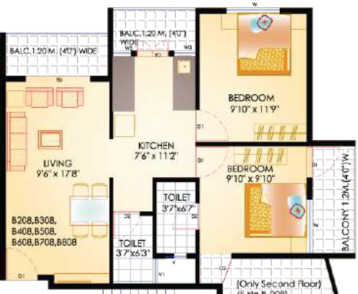 2 BHK Flat in Shree Swastik Mangal in Kamatwade, Nashik - Image 929938