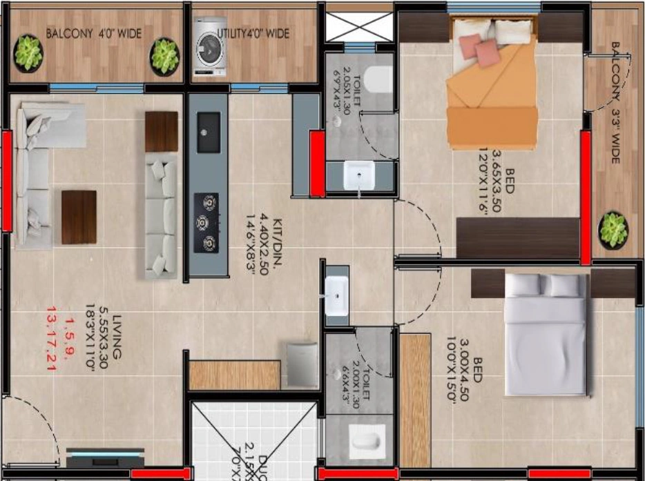 2 BHK Flat in Vinayak Karnish Park in Indira Nagar, Nashik - Image 929947