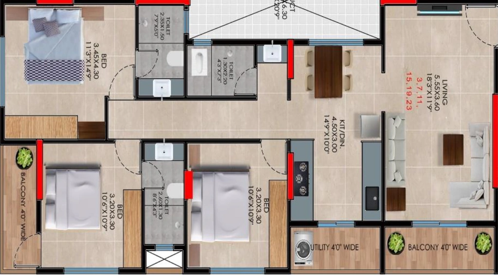 3 BHK Flat in Vinayak Karnish Park in Indira Nagar, Nashik - Image 929948