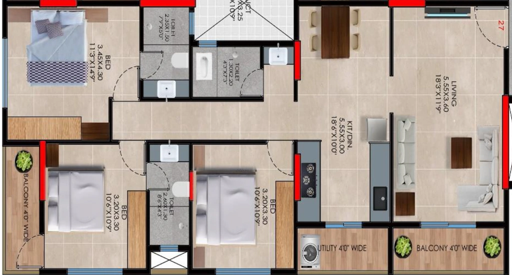 3 BHK Flat in Vinayak Karnish Park in Indira Nagar, Nashik - Image 929949